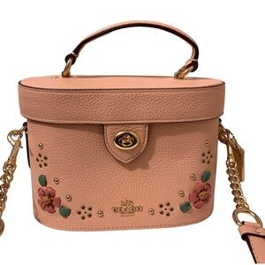 COACH Kay Crossbody Floral Whipstitch Gold Accents Blush Pink Bag #CA147 NEW